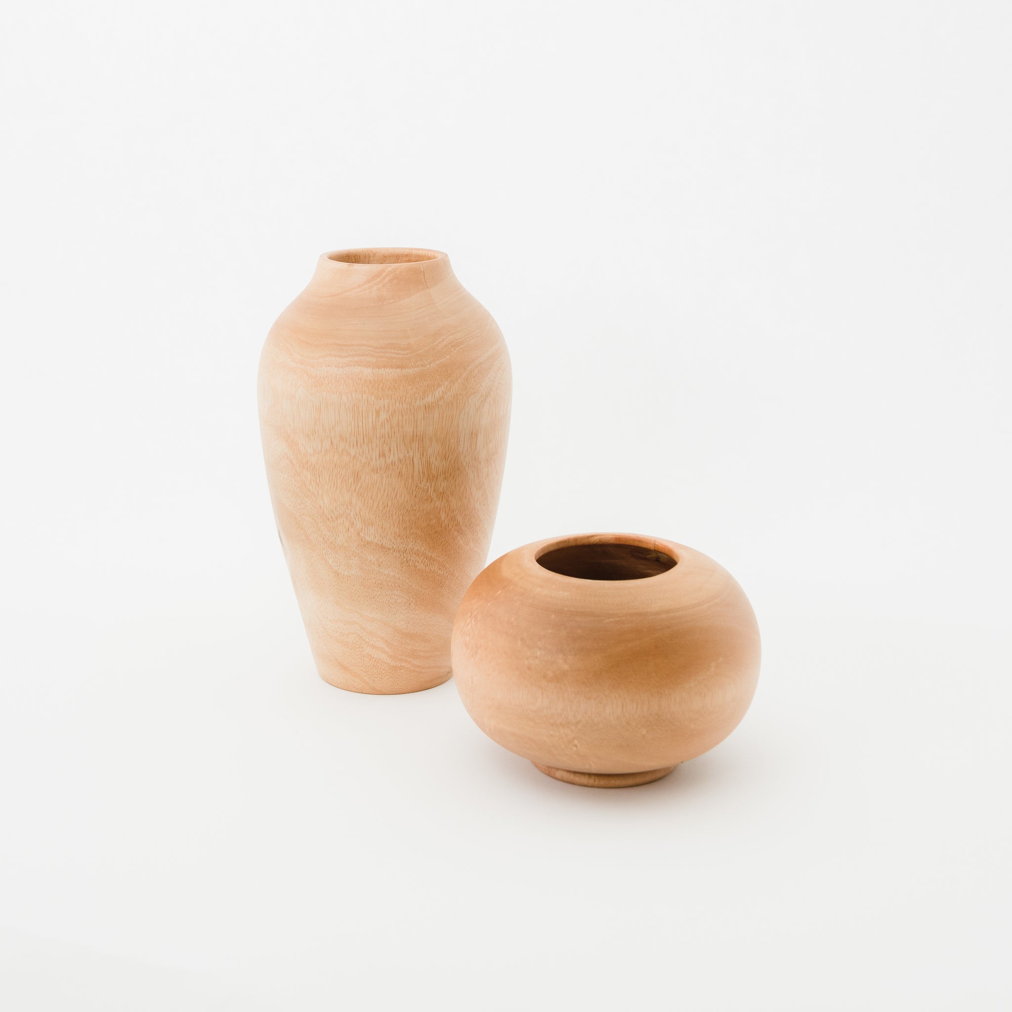 Round Wooden Vase - Short