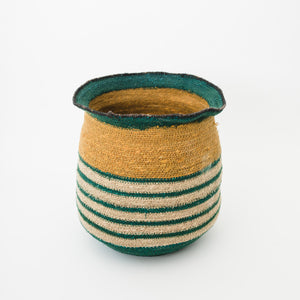 Green Striped Seagrass Basket